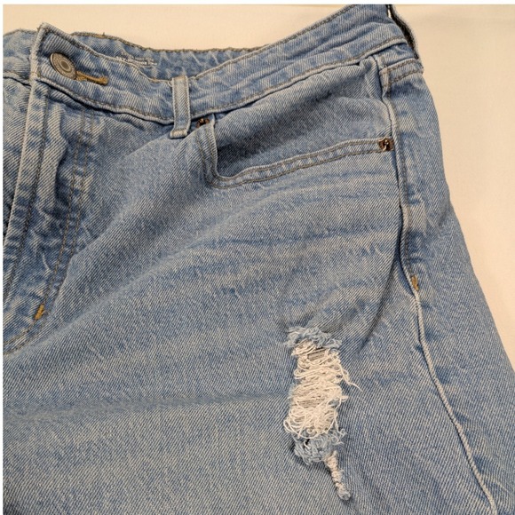 Old Navy Jeans Women 14 Lt. Denim Sky Hi Rise Wide Leg Distress Raw Hem 90's y2k - Picture 6 of 12